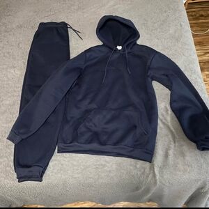 Navy Blue Hoodie and Sweatpants Set